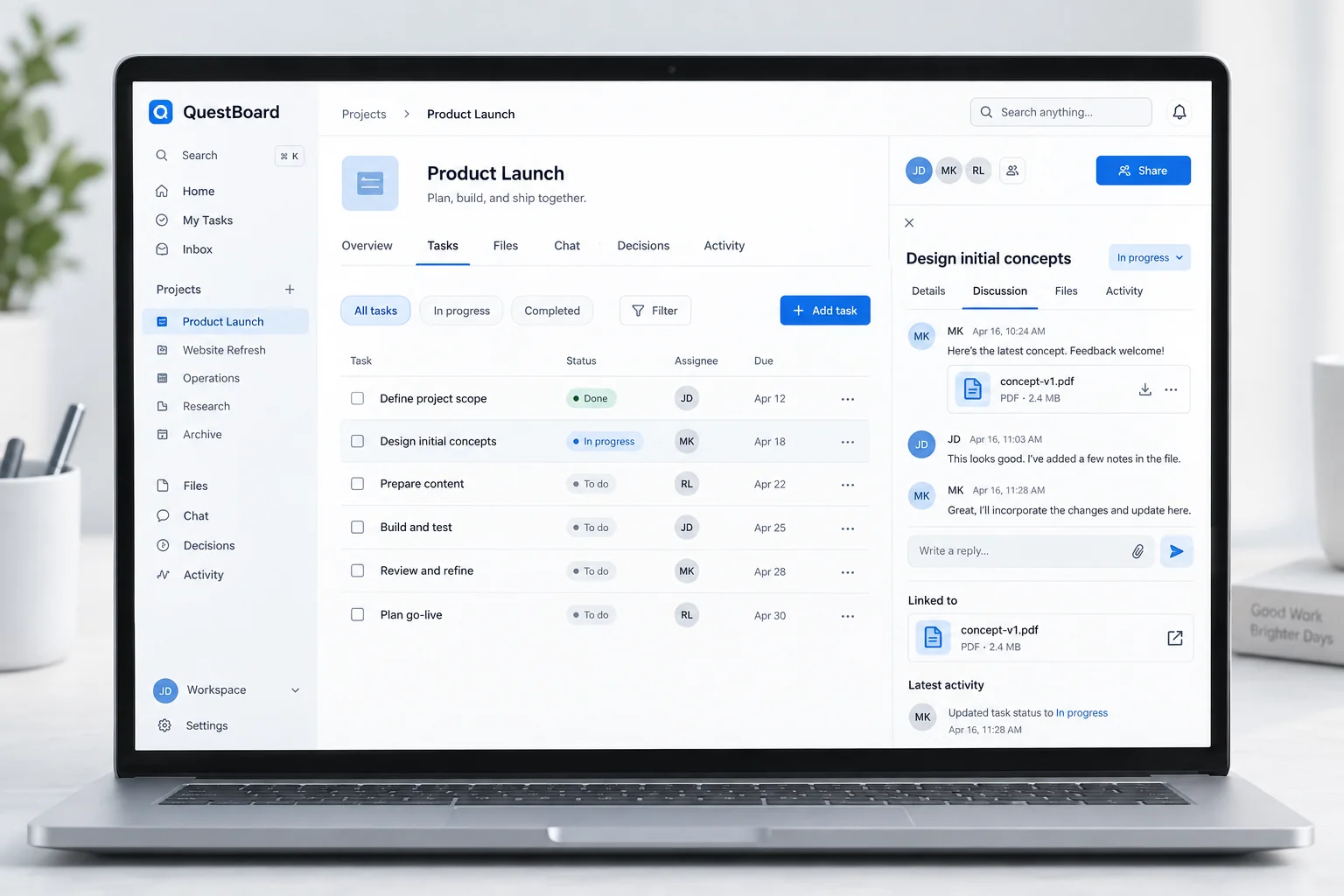 QuestBoard interface preview
